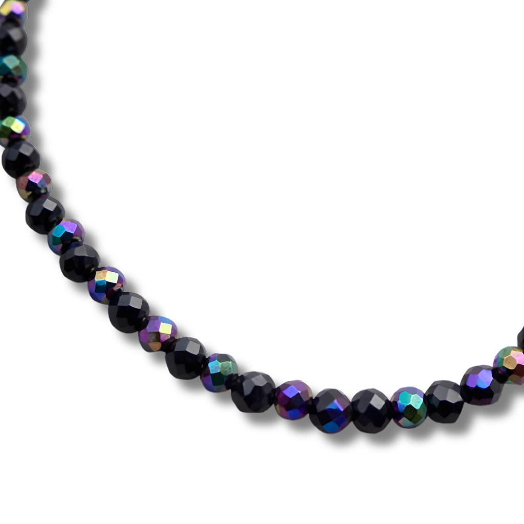Brățară hematite multicolore și turmalină neagră