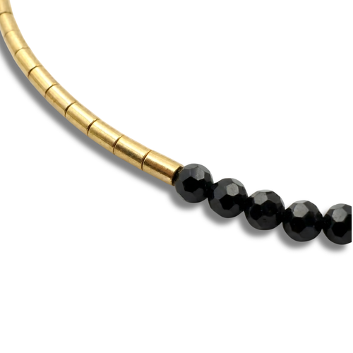 Brățară turmalină neagră și accesorii din argint 925 placat cu aur 24k