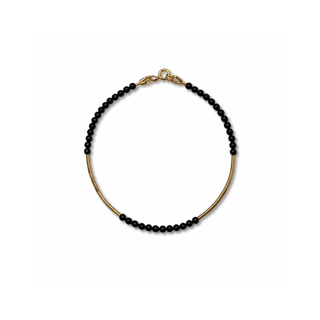 Brățară turmalină neagră și accesorii din argint 925 placat cu aur 24k