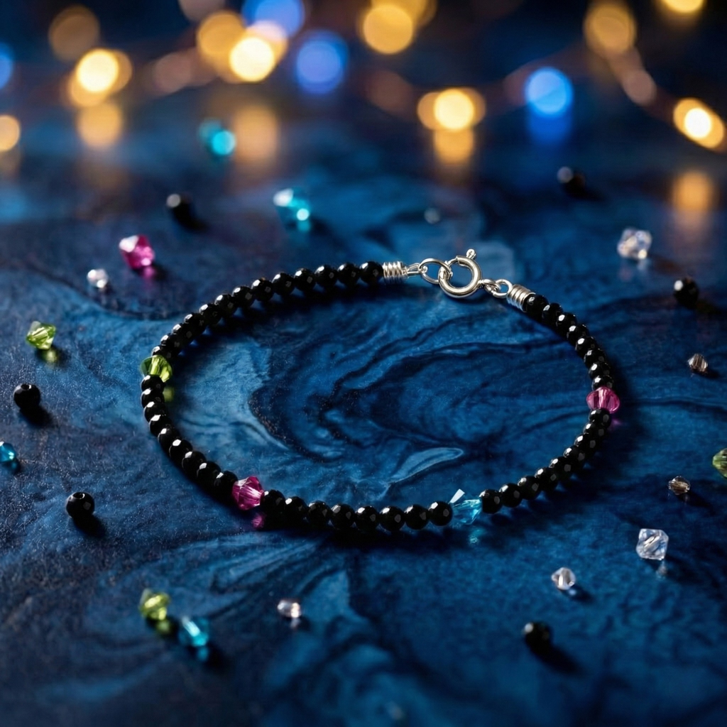 Brățară turmalină neagră și Cristale Swarovski