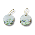 Pair of porcelain earrings with gold accents on a white background