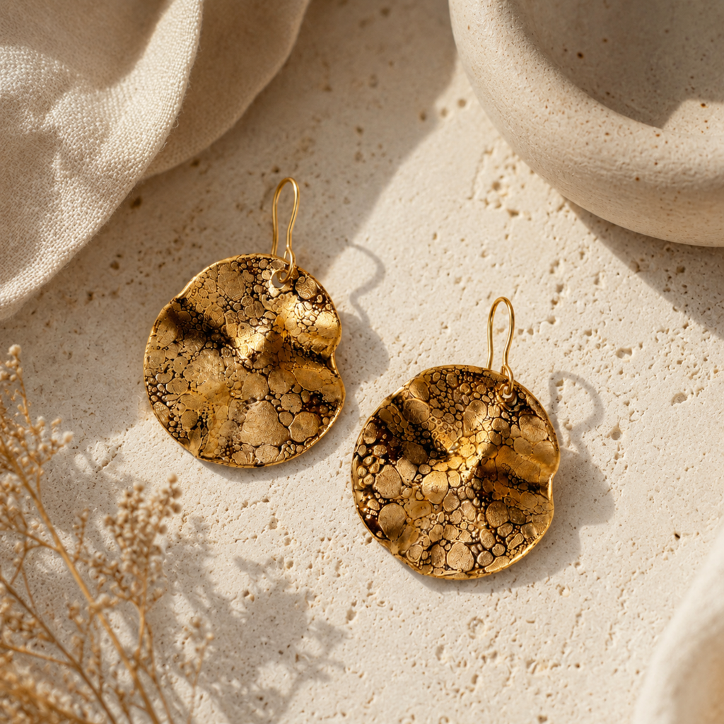 porcelain golden earrings