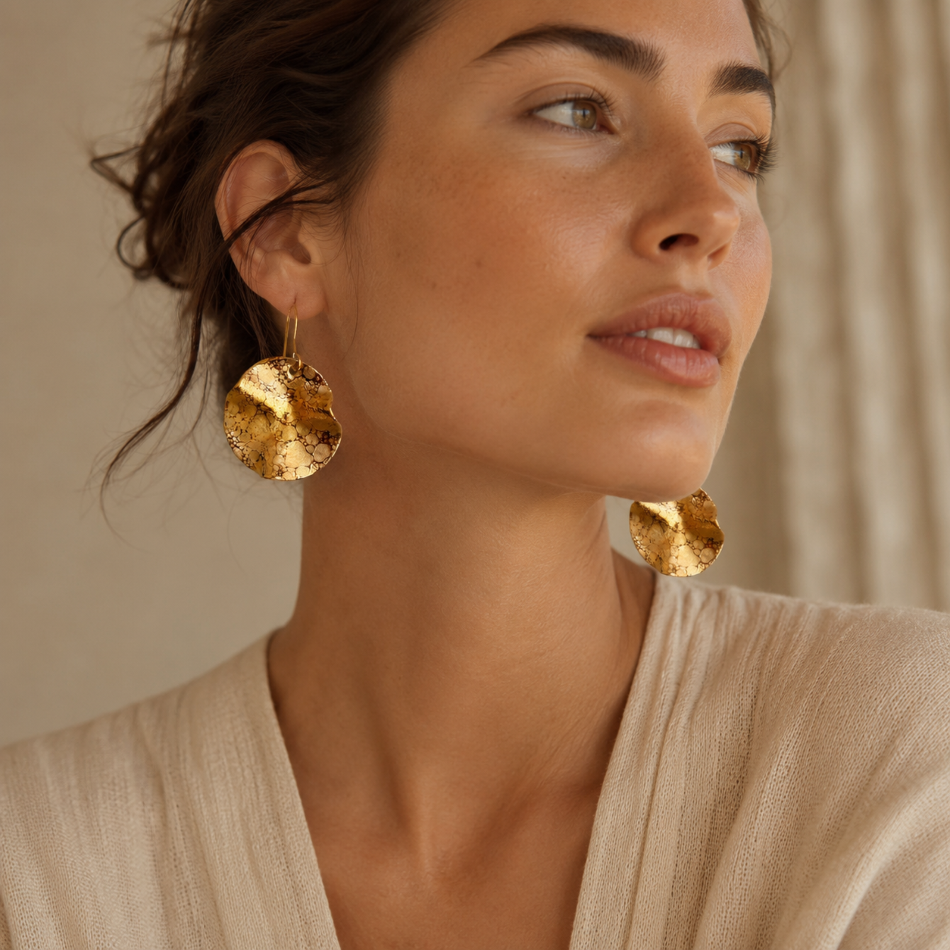 porcelain golden earrings