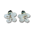 Pair of floral earrings with gold accents on a white background