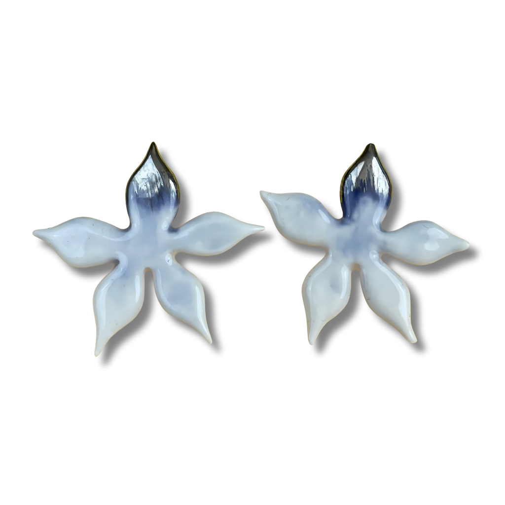 Pair of star-shaped earrings on a white background