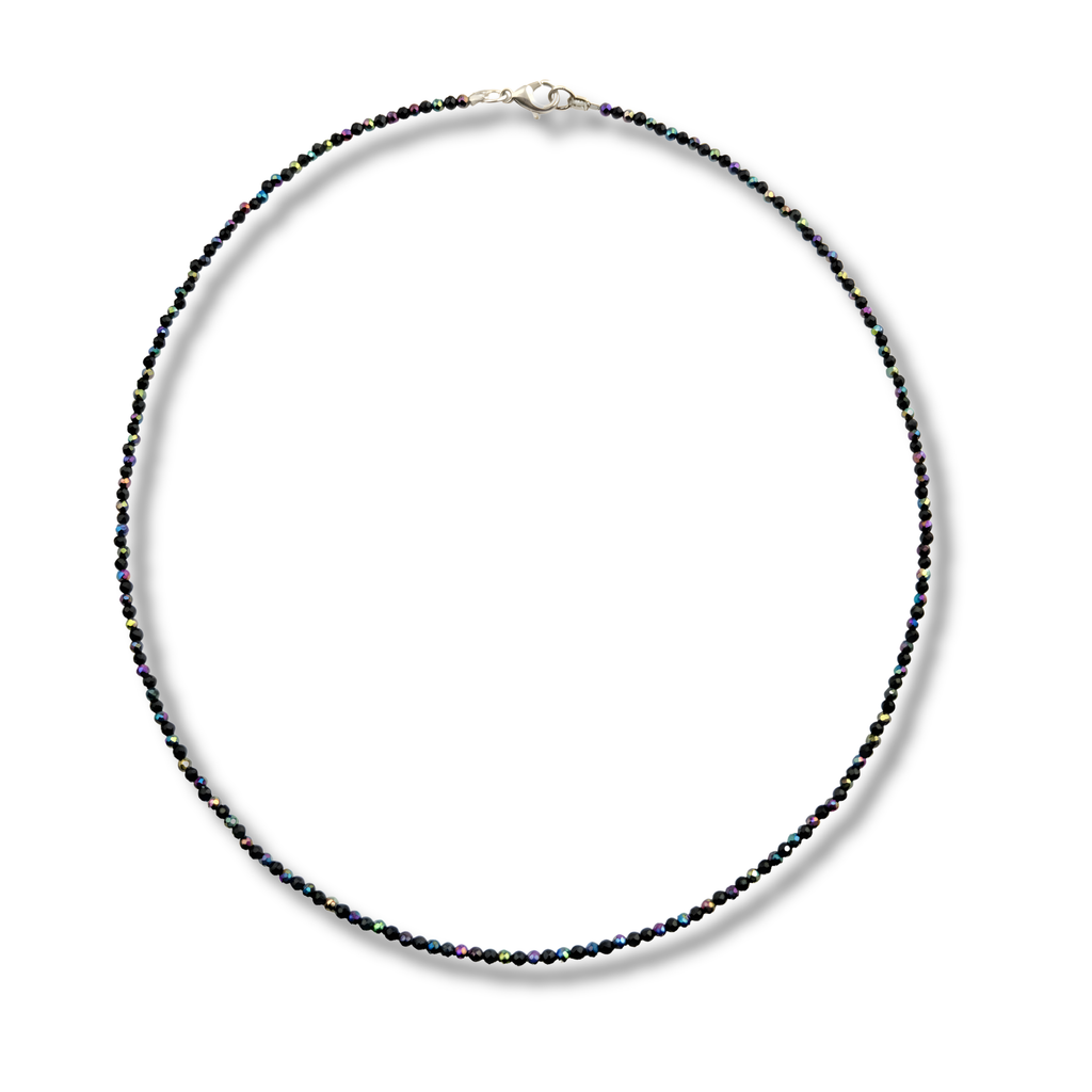 Colier hematite multicolore și turmalină neagră