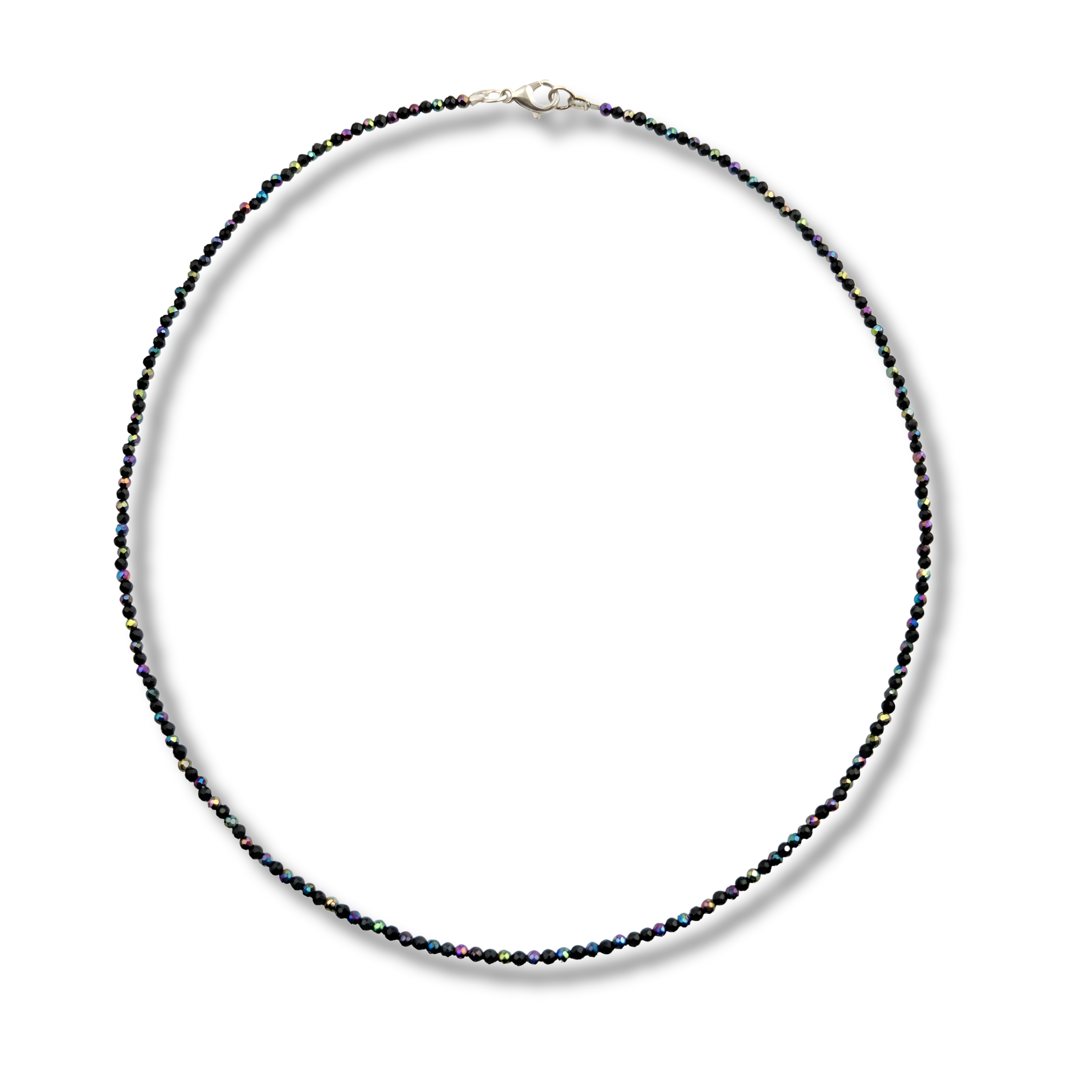 Colier hematite multicolore și turmalină neagră