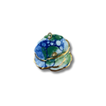 Multicolored porcelain pendant with gold accents on a white background